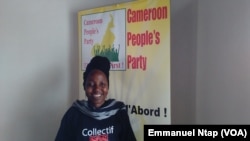 Kah Walla, présidente de Cameroon People Party, qui réclame plutôt la réforme du système électoral au Cameroun, 22 mars 2017. (VOA/Emmanuel Ntap)