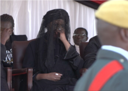 Zimbabwe’s former first lady Grace Mugabe is seen seen at her late husband's burial in Zvimba, Zimbabwe, Sept. 28, 2019 (C. Mavhunga/VOA)