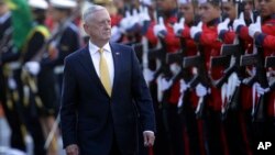 U.S. Secretary of Defense Jim Mattis receives military honors before his meeting with Brazil's defense minister, in Brasilia, Brazil, Aug. 13, 2018. Mattis has spent six days visiting South American countries, including Brazil, Argentina, Chile and Colombia.