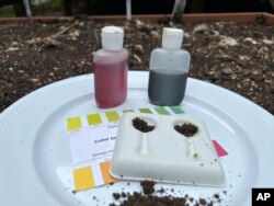 This image provided by Jessica Damiano shows a soil pH test kit. (Jessica Damiano via AP)