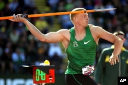 Eugene, Oregon's Cyrus Hostetler is a favorite to make the U.S. Olympic team in javelin.