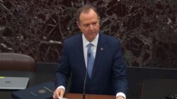 លោក Adam Schiff ប្រធាន​គណៈកម្មាធិការ​ស៊ើប​ការណ៍​សម្ងាត់​នៃ​រដ្ឋសភា​អាន​ផ្លូវ​ការបទ​ចោទ​ប្រកាន់​ចំនួន​ពីរ​ចំណុច កាល​ពី​ថ្ងៃ​ព្រហស្បតិ័​ទី ១៧ ខែមករា ឆ្នាំ​២០២០។។