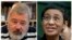 Une combinaison d'images d'archives du rédacteur en chef de Novaya Gazeta, Dmitry Muratov, à gauche, et de la directrice générale et rédactrice en chef de Rappler, Maria Ressa. 