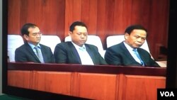 Three new NEC candidates were approved on Tuesday to replace the three who resigned: Nuth Sokhom, a Funcinpec party member, Dim Sovannarom, head of public affairs at the Khmer Rouge tribunal and Hel Sarath of the Cambodian Nationality Party (CNP), Phnom Penh, Cambodia, December 7, 2017. (Hul Reaksmey/VOA Khmer)