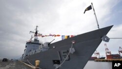 FILE - The BRP Gregorio Del Pilar Philippine warship, at Manila's pier, Philippines.