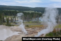 The thousands of steam vents in Yellowstone give off a powerful sulfur odor.