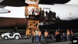 지난 2011년 북한 평양에 도착한 미국의 수해지원 물자. (자료 사진)