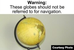 The person who pointed out the warning label on this decorative globe won the $1,000 grand prize for this year's Wacky Warning Labels contest. (Courtesy Center for America)
