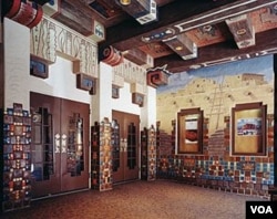 The KiMo Theatre's outside lobby gives a hint of the American Indian touches to be found inside. (Carol M. Highsmith)