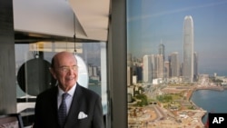 월버 로스 미 상무장관이 지난 2017년 9월 홍콩에서 기자회견을 가졌다.