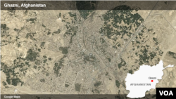 Peta wilayah Ghazni, Afghanistan.