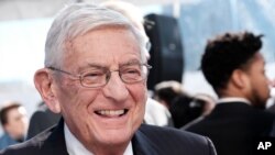 FILE - Billionaire philanthropist Eli Broad, arrives for a groundbreaking ceremony for The Grand, a long-delayed massive development in downtown Los Angeles on Feb. 11, 2019. 