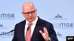 H.R. 맥매스터 백악관 국가안보보좌관이 지난 17일 독일 뮌헨 안보회의에서 연설하고 있다.