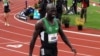 Lopez Lomong finished third in the 5,000-meter race at the 2012 US Olympic Trials in Eugene, Oregon last month. (T. Banse/VOA) 