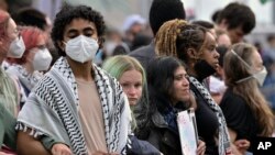 ภาพการประท้วงสนับสนุนปาเลสไตน์ที่มหาวิทยาลัย MIT รัฐเเมสซาชูเซตส์ วันที่ 6 พฤษภาคม 2567