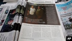 The final issue of The Cambodia Daily is sold at a newsstand, in Phnom Penh, Cambodia, Monday, Sept. 4, 2017. When Cambodia’s main opposition leader was arrested over the weekend in a surprise police raid, one of this country’s last independent media outlets rushed reporters out in the middle of night to cover the story, just as it has done for nearly a quarter-century. But the English-language Cambodia’s Daily’s reportage about the arrest of Kem Sokha, who stands accused by the government of treason, was a tragic story in and of itself: It was on the front page of the paper’s final issue Monday. (AP Photo/Heng Sinith)