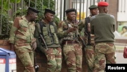 Soldiers are seen on the street in central Harare, Zimbabwe, Nov. 16, 2017. 