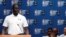 Amadou Gallo Fall, NBA vice president and managing director-Africa, speaks during the opening ceremony for Basketball without Borders Africa at the American International School in Johannesburg, South Africa, Aug. 1, 2018.
