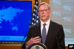 Brian Hook, special representative for Iran, speaks about the creation of the Iran Action Group at the State Department, in Washington, Aug. 16, 2018.