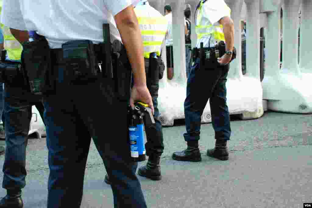 Police ready to use more powerful pepper sprayers.