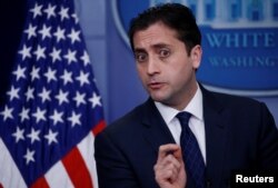 FILE- Acting Assistant Attorney General John Cronan speaks at the daily briefing at the White House in Washington, Feb. 6, 2018.