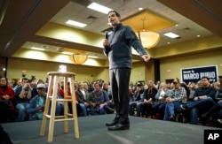Republican presidential candidate Sen. Marco Rubio of Florida speaks during a town hall in West Des Moines, Iowa, Jan. 26, 2016.