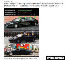유엔 안보리 대북제재위원회는 과거 연례 보고서에서 벤츠 리무진 차량이 평양에서 열린 군사 퍼레이드에서 포착됐다며, 대북결의 1718호에 대한 위반으로 여겨질 수 있다고 지적했었다.