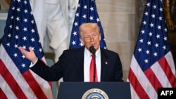 US President Donald Trump speaks during the National Prayer Breakfast at the US Capitol in Washington, DC, on February 6, 2025. (Photo by Mandel NGAN / AFP)