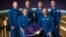 Expedition 35 crew members pose for a crew portrait. Pictured in front row are Canadian Space Agency astronaut Chris Hadfield (R), commander; and Russian cosmonaut Pavel Vinogradov, flight engineer. Pictured from left (back row) are Russian cosmonaut Alexander Misurkin, NASA astronaut Chris Cassidy, Russian cosmonaut Roman Romanenko and NASA astronaut Tom Marshburn, all flight engineers.