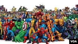 Spiderman, the Hulk, dan Captain America adalah beberapa tokoh serial dalam Komik Marvel.