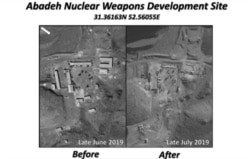 Israel reveals what it says was an Iranian nuclear weapons development site in the central region of Abadeh in these images published online by Israeli Prime Minister Benjamin Netanyahu’s office, Sept. 9, 2019.