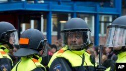 FILE - Dutch police in Amsterdam, Netherlands.