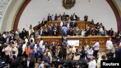 A general view of Venezuela's National Assembly as supporters of Venezuela's President Nicolas Maduro (not pictured) storm into a session of the National Assembly in Caracas, Venezuela, Oct. 23, 2016.