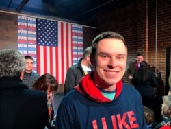 College student Myles Hammond, 22, attends a Mike Bloomberg event, Feb. 3, 2020 in Sacramento, Calif.