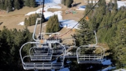 A general view shows the ski resort of Le Mourtis, with ski slopes closed due to lack of snow, in Boutx, France, February 10, 2020. (REUTERS/Regis Duvignau)