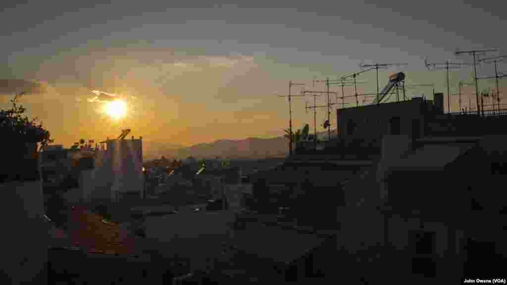A view of Athens view from the rooftop of the Khora center, in the Exarchia district in Athens, Greece, Oct. 24, 2016.
