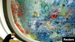 스위스 제네바에서 유엔 인권이사회제 25차 정기회의가 열린 3일 반기문 유엔 사무총장이 연설하고 있다. (자료사진)