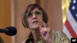 FILE - Rep. Rosa DeLauro, D-N.Y., speaks during a news conference on Capitol Hill in Washington. This is the third time the Family Act has been proposed in Congress since 2013, according to DeLauro's office.