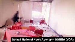The scene inside Mogadishu’s Dayah Hotel in Somalia, Jan. 25, 2017, after an attack by suspected Al-Shabab militants.