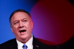 U.S. Secretary of State Mike Pompeo speaks during a news conference during a NATO Foreign Ministers meeting at the NATO headquarters in Brussels, Nov. 20, 2019.