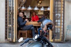 Customers have a drink at a restaurant in Beirut, Lebanon, May 4, 2020.
