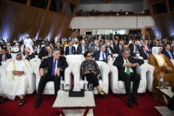 Menteri Luar Negeri Indonesia Retno Marsudi ikut menyaksikan penandatanganan perjanjian perdamaian Amerika-Taliban di Doha, Qatar, Sabtu, 29 Februari 2020.