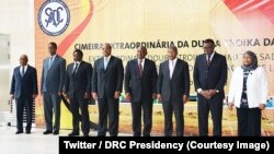 Les chefs d’Etat et de Gouvernement de la SADC lors du sommet de la Double Troïka, à Luanda, Angola. 24 avril 2018. (Twitter/Présidence RDC)