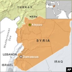 Map showing town of Kilis, Turkey, on border with Syria.
