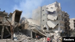 Barrel Bomb Attack in Aleppo, Syria