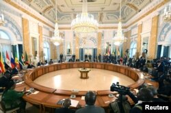 Russian President Vladimir Putin meets with delegation of African leaders in Saint Petersburg
