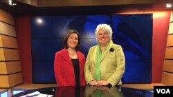 VOA's Carol Castiel (L) and Estonia's Amb. to the US Marina Kaljurand (R)