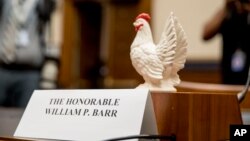 Rep. Steve Cohen, D-Tenn., placed a prop chicken on the witness desk for Attorney General William Barr after he does not appear before a House Judiciary Committee hearing on Capitol Hill in Washington, May 2, 2019. 
