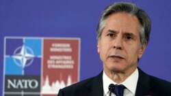 U.S. Secretary of State Antony Blinken speaks to the media during a news conference after a NATO foreign ministers meeting in Riga, Latvia, Dec. 1, 2021.