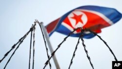 马来西亚吉隆坡朝鲜使馆的国旗(2017年3月9日)